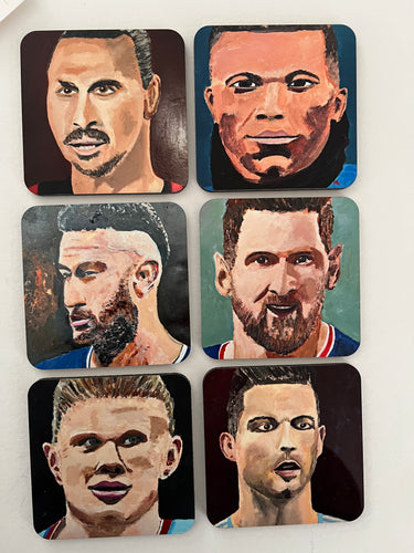 Coaster set of 6 fotball celebrities