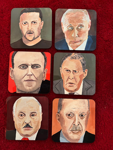 Coaster set of six current politicians