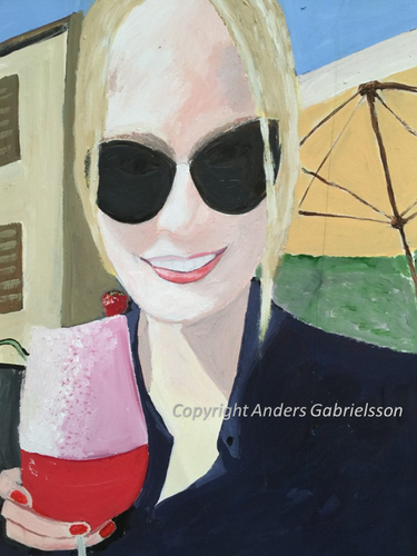 Flicka med rosa drink (Girl with a summer drink)