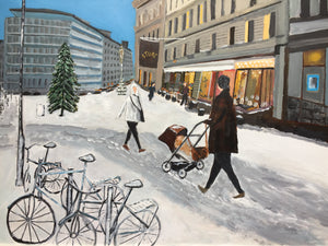 Orginal painting "Stureplan en vinterdag" (SÅLD)