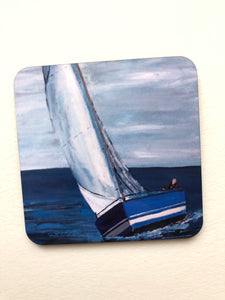 Coaster "Blå segelbåt (Blue sailing boat)"