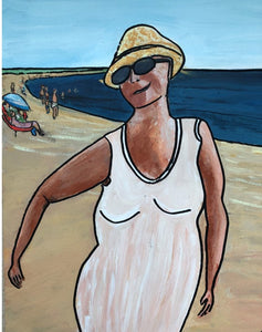 Original painting "Kvinna på stranden (Woman on the beach)"