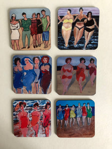 Coaster set "Ladies on the beach"