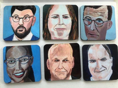 Coaster set of six swedish  politicians